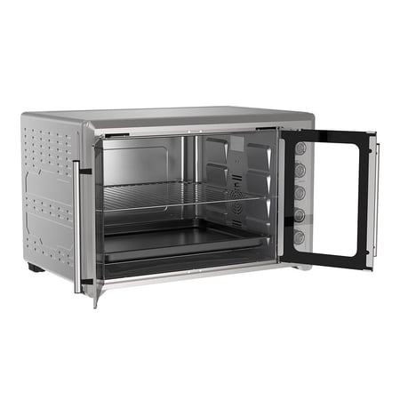 ويننج ستار ، فرن كهربائي , سعة 100 لتر , باب فرنسي زجاجي , صينية خبز , صينية بيتزا , شواية دوارة , إضاءة داخلية , 2800 واط , فضي , م/ ST-9852