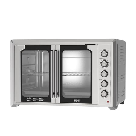 ويننج ستار ، فرن كهربائي , سعة 120 لتر , باب فرنسي زجاجي , صينية خبز , صينية بيتزا , شواية دوارة , إضاءة داخلية , 2800 واط , فضي , م/ ST-9853