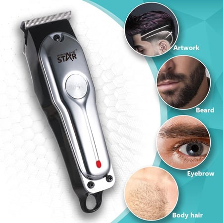 ويننج ستار ماكينة حلاقة , الشعر واللحية , مزودة بخاصية الشحن بالطاقة الشمسية , منبة للشحن والتنظيف , مقاومة للماء , ملحقات , تشغيل 60 دقيقة , 3 واط , اسود , ST-5609