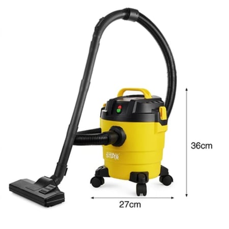ويننج ستار مكنسة كهربائية برميل , سعة 10 لتر , رطب وجاف , للأرضيات و السجاد و الزوايا , 1000 واط , اصفر اسود , ST-5035
