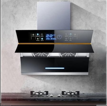 شفاط kitchen pro كيتشن برو - قوة الشفط : 1400 م3/ساعة عدد السرعات : 3 - شاشة ديجيتال - تحكم باللمس - تحكم بحركة اليد - تحكم بالصوت - تنظيف ذاتى فلتر - مع صفاية لتجميع الزيوت - AAS-9306