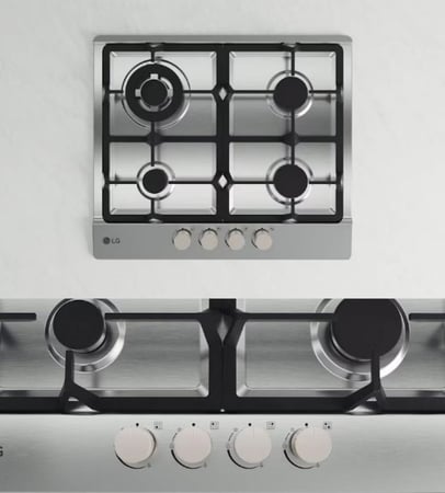 ال جي LG - سطح مدمج 4 شعلات غاز 60 سم UltraHeat – تحكم آمن ودقيق في الحرارة - طهي سريع بقوة 4.0 كيلوواط - تصميم أنيق لأي مطبخ. - CG5Z2414SJ