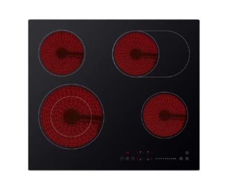 جنرال سوبريم بلت ان - سطح سيراميك كهربائي 4 عيون 60 سم -9 مستويات الطاقة - تحكم باللمس أسود - أمان حماية للأطفال - GSM60CHE