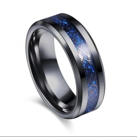 خاتم رجالي اسود مع ازرق