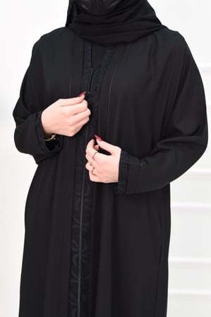 عباية سادة عملية بسحاب وقماش جاكار