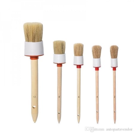فرشاة تنظيف السيارة فرشاة ناعمة فرشاة ذات مقبض خشبي 5 قطع