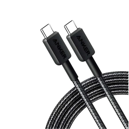 كيبل  شحن أنكر (Anker) المطور USB-A إلى USB-C - كيبل قماشي ضد القطع يدعم الشحن السريع ونقل البيانات بضمان سنتين.