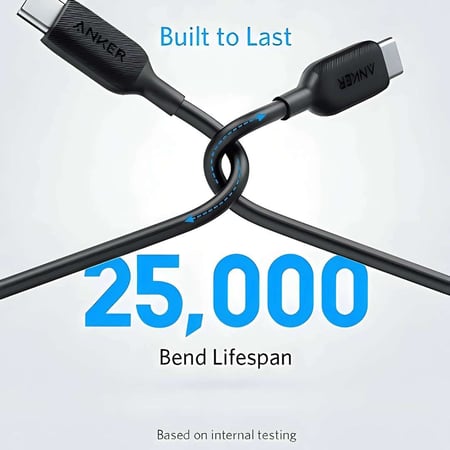 كيبل  شحن أنكر (Anker) المطور USB-A إلى USB-C - كيبل قماشي ضد القطع يدعم الشحن السريع ونقل البيانات بضمان سنتين.