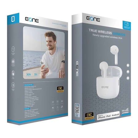 سماعة رأس لاسلكية EONE - تدعم iPhone وiPad وAndroid مع تقنية Dual Mics ENC لعزل الضجيج