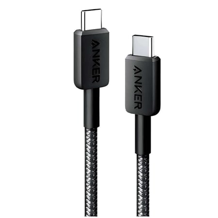 كيبل  شحن أنكر (Anker) المطور USB-A إلى USB-C - كيبل قماشي ضد القطع يدعم الشحن السريع ونقل البيانات بضمان سنتين.