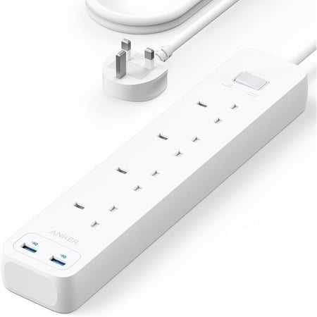 توصيلة انكر 4 منافذ طاقة مع منفذين USB ضمان سنتين Anker 322 USB Power Strip