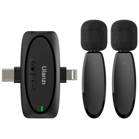 Ulanzi مايك - ميكرفون لاسلكي تايب سي و لايتننغ Type-C WIRELESS MICROPHONE Lightningيدعم الكاميرا و ايفون وايباد واندرويد 3 في 1