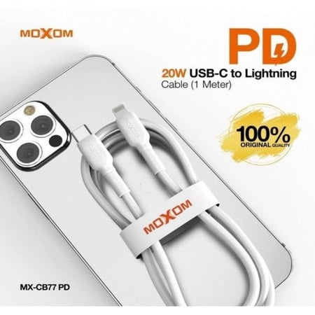 كيبل شحن ايفون تايب سي PD 20w  شحن سريع بطول 1 متر  MOXOM MX-CB77