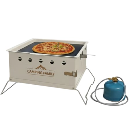 شواية و فرن غاز للبيتزا والمعجنات وطبخ محمول 3 في 1 من CAMPING FAMILY - متعدد الوظائف للتخييم والرحلات CM-36427 /