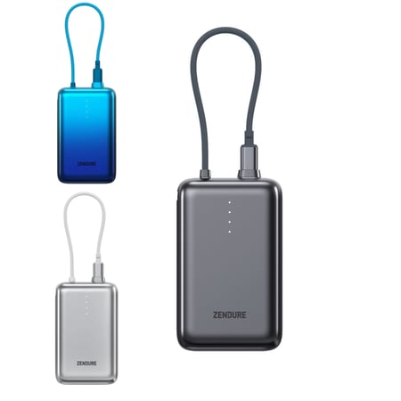 زندور - سوبر ميني برو - بطارية بسعة 20000 مللي امبير بقوة 30 واط مع كابل مدمج بمنفذ تايب سى