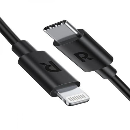 كيبل من راف باور Type-C إلى Lightning بخاصية الشحن السريع PD معتمد من ابل بطول 1 متر - RAVPOWER RP-CB1016