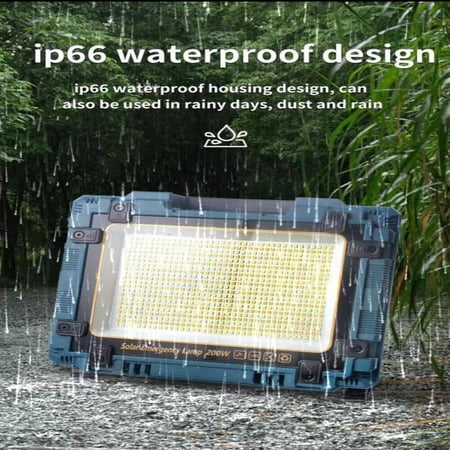 كشاف اضاءة ساطع مع لوح  شمسي يشحن بالطاقة الشمسية والكهرباء بقوة 200 واط وبطارية 18650من dlc-32882