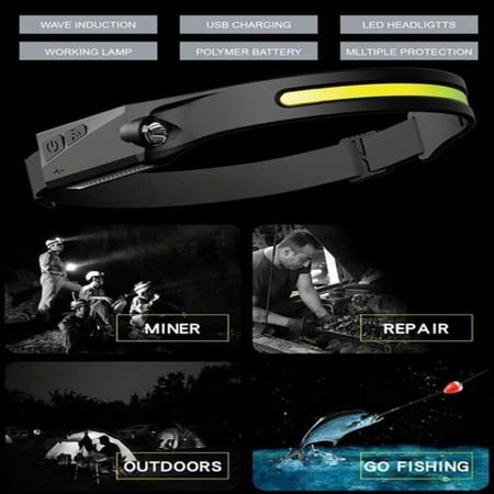 كشاف رأس ( مصباح راس بمستشعر حركة) LED HEAD LAMP بنوعين من الإضاءة بطارية 600 mAh من dlc DLC-32816 5v 3.7w