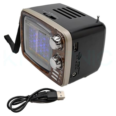 راديو زمان كلاسيكي بحجم صغير مع مكبر صوت يدعم البلوتوث , مزود بمدخل ذاكرة و aux و يو اس بي - ضمان سنتين
