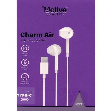 سماعة أذن سلكية بميكروفون منفذ تايب سي ACTIVE CHARM AIR Type-C - ضمان سنتين