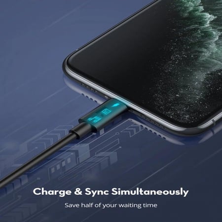 كيبل من راف باور Type-C إلى Lightning بخاصية الشحن السريع PD معتمد من ابل بطول 1 متر - RAVPOWER RP-CB1016