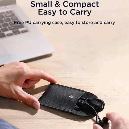 جيروم سماعه اذن سلكية مدخل 3.5mm بمايك مدمج مع حقيبه للسماعة JR-EW04