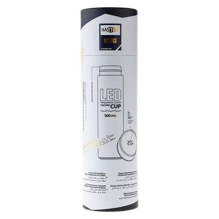 حافظة سوائل ذكية لحفظ المشروبات الباردة والحارة مع مستشعر LED سعة 500 مل ماركة BASTEC