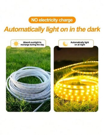 شريط إضاءة LED خارجي يعمل بالطاقة الشمسية بطول 10 متر - مقاوم للماء مع جهاز تحكم عن بعد - إضاءة صفراء دافئة (Warm White)