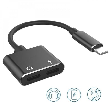 وصلة الايفون 2 في 1 من Go-Des | مدخل سماعة والشاحن معاً تعمل على جميع إصدارات الايفون