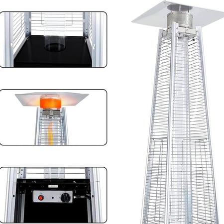 دفاية غاز استيل الفيصلية بشكل هرمي بطول 1.8 متر بقوة 12KW للجلسات الخارجية والمطاعم والكافيهات CM-36465 ضمان سنتين
