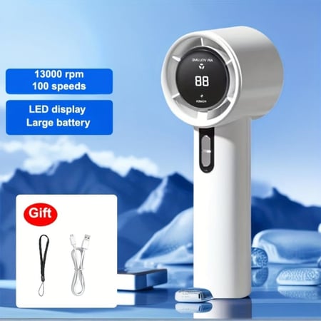 مروحة توربينية محمولة صغيرة مروحة محمولة ذكية بسرعات متعددة وشاشة LED