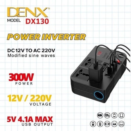 توصيلة للسيارة مدخل الولاعة محول طاقة للسيارة 12 فولت الى 220 بقوة 300 واط متعددة DX130 DENX