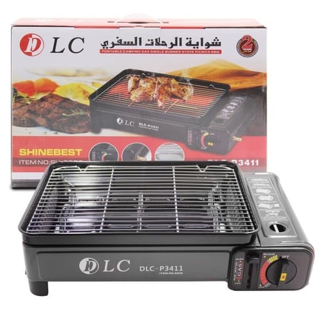 شواية و موقد غاز محمول للرحلات والتخييم مع شعلة واحدة للشواء - DLC-P3411