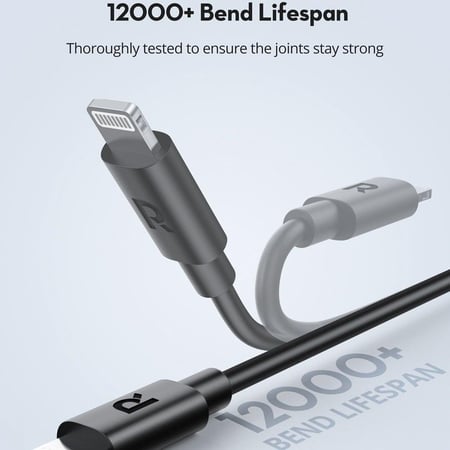 كيبل من راف باور Type-C إلى Lightning بخاصية الشحن السريع PD معتمد من ابل بطول 1 متر - RAVPOWER RP-CB1016
