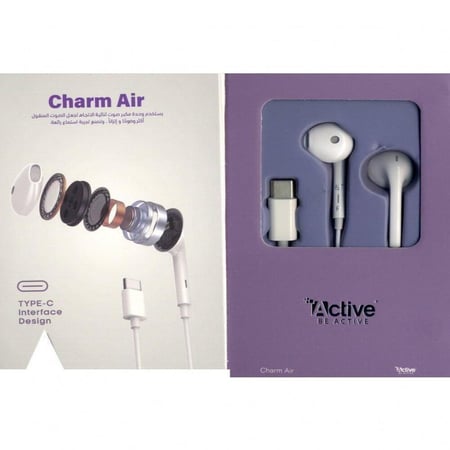 سماعة أذن سلكية بميكروفون منفذ تايب سي ACTIVE CHARM AIR Type-C - ضمان سنتين