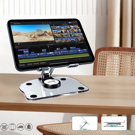 حامل الأجهزة اللوحية القابل للطي والدوران 360 درجة شفاف من هوتو HooToo