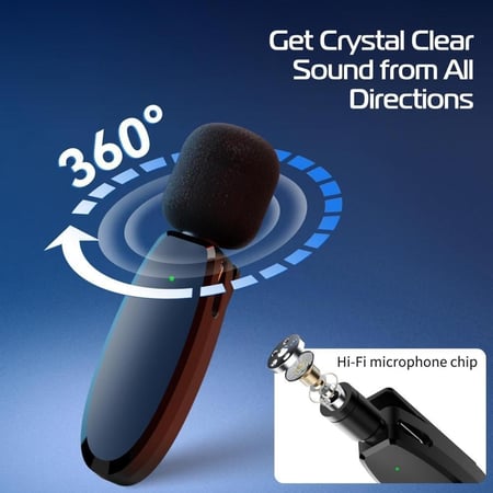 Ulanzi مايك - ميكرفون لاسلكي تايب سي و لايتننغ Type-C WIRELESS MICROPHONE Lightningيدعم الكاميرا و ايفون وايباد واندرويد 3 في 1