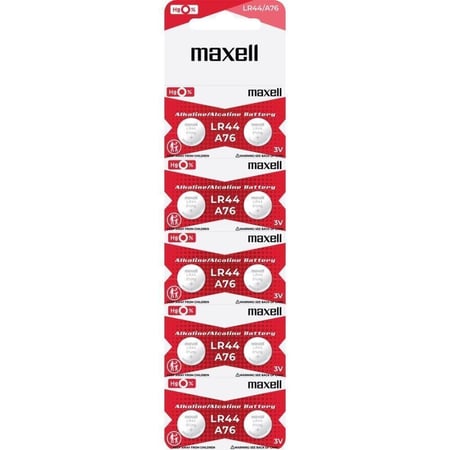 ‏بطاريات الآلة الحاسبة كاسيو CASIO بطاريات مقاس LR44 (10 بطارية) Maxell Batteries Size (LR44)