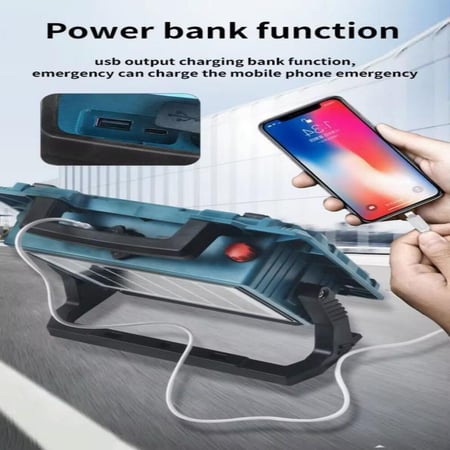 كشاف اضاءة ساطع مع لوح  شمسي يشحن بالطاقة الشمسية والكهرباء بقوة 200 واط وبطارية 18650من dlc-32882