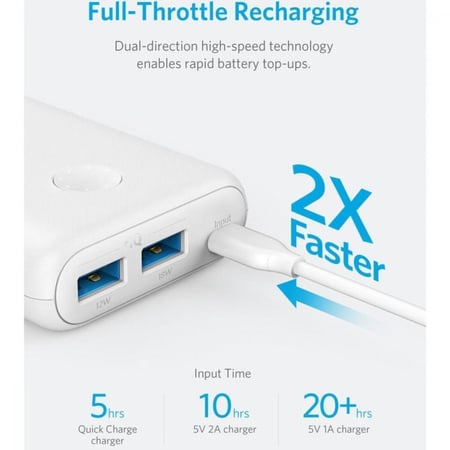 شاحن متنقل انكر باور كور سيلكت 20000- أبيض