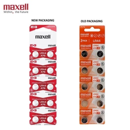 ‏بطاريات الآلة الحاسبة كاسيو CASIO بطاريات مقاس LR44 (10 بطارية) Maxell Batteries Size (LR44)