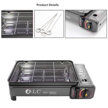 شواية و موقد غاز محمول للرحلات والتخييم مع شعلة واحدة للشواء - DLC-P3411