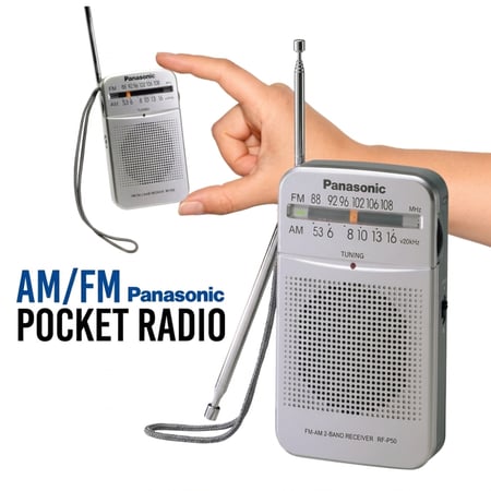 راديو جيب FM -  باناسونيك حجم صغير جيب ، اف ام Panasonic RF-P50D Pocket AM/FM فضي