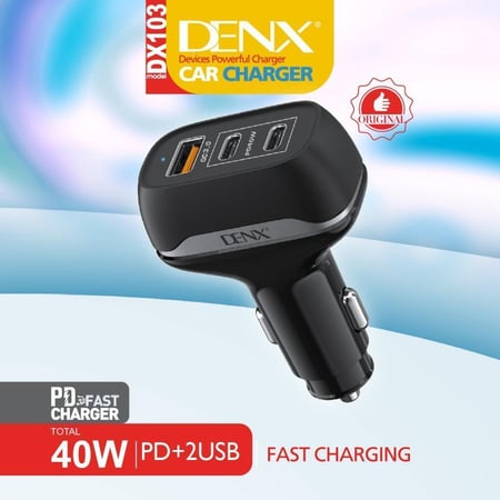 شاحن سيارة مدخلين PD بقوة W40 و مدخل USB موديل DX103 من Denx - Devices Powerful Charger CAR CHARGER FAST CHARGING