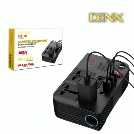 توصيلة للسيارة مدخل الولاعة محول طاقة للسيارة 12 فولت الى 220 بقوة 300 واط متعددة DX130 DENX