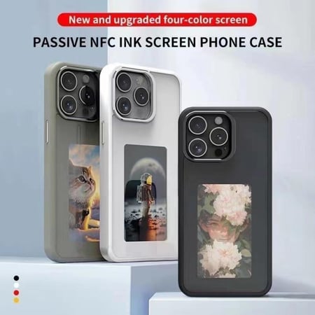 كفر جوال ذكي بالحبر الإلكتروني ذكي بشاشة NFC Refesh ، بدون بطارية iPhone 15 ، 14 ، 13 Pro Max