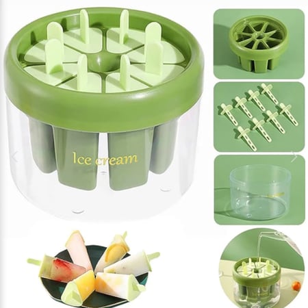 قوالب صنع الآيس كريم يدوي 8 قطع قابلة لإعادة الاستخدام