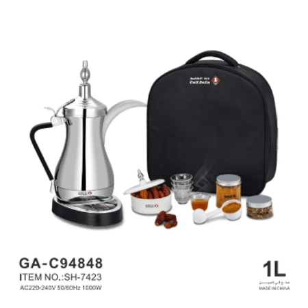 دلة الخليج صانعة القهوة الكهربائية 1000 واط سعة 1000 مل مع شنطة سفر GA-C94848