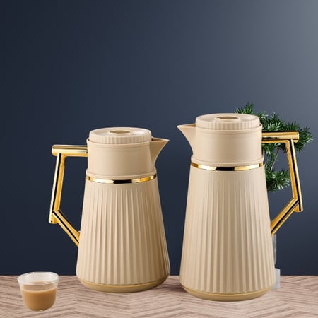 طقم ترمس بني فاتح للشاي والقهوة من رويال كاميل 0217457