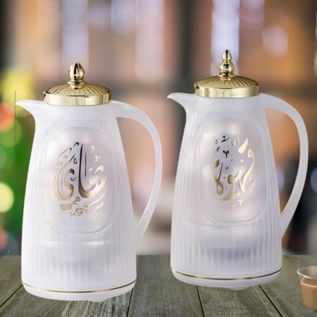 طقم ترامس أبيض شفاف للشاي والقهوة-متجر بكم